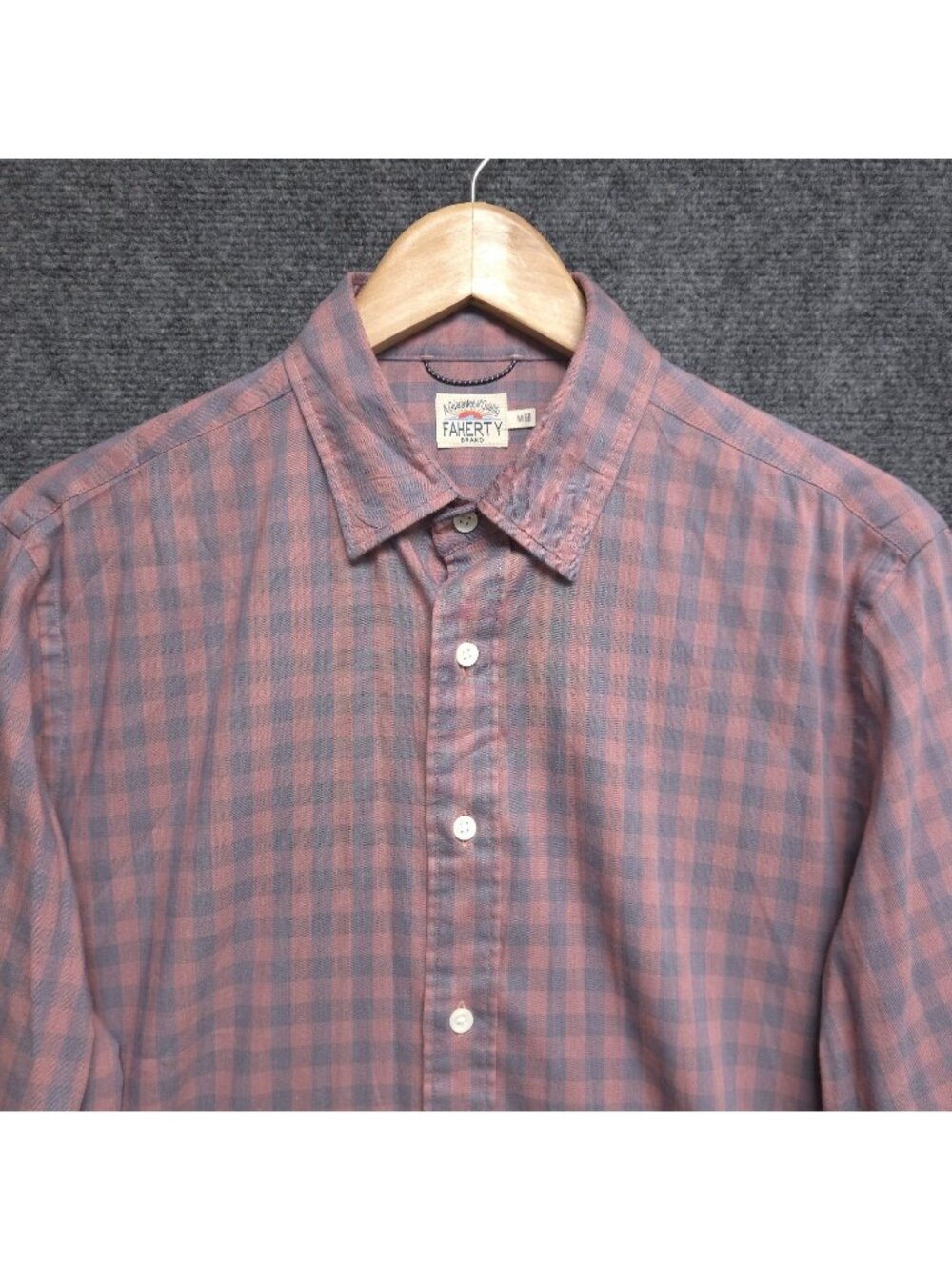 Faherty Shirt Men Medium Multi Gingham Check Button Up Supima Lightweight Casual
